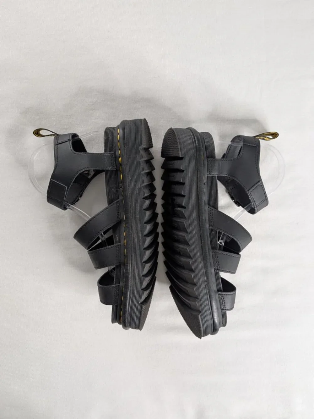 Dr. Martens Black Leather Platform Buckle Three Strap Chunky Sandals Blaire - Picture 5 of 8